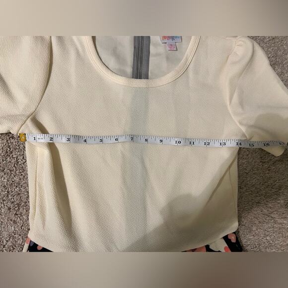 LULAROE Amelia Ivory Cream Colorblock Floral Print Knee-Length Dress SZ S NWT - Picture 9 of 13